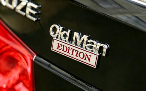 Image of 3D Old Man Edition Chrome Emblems Badges Sticker Car Vehicle, Truck, Motorcycle, RV, Scooter, SUV, Door, Window, Room, Wall and More Decoration (Silver Red Edition)