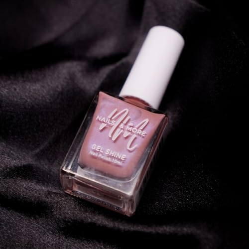 Image of Nails & More Peach Metallic Nail Polish, Argan Oil-Infused Gel Shine, Shiny Chrome Nails, Trendy Look | 10ml