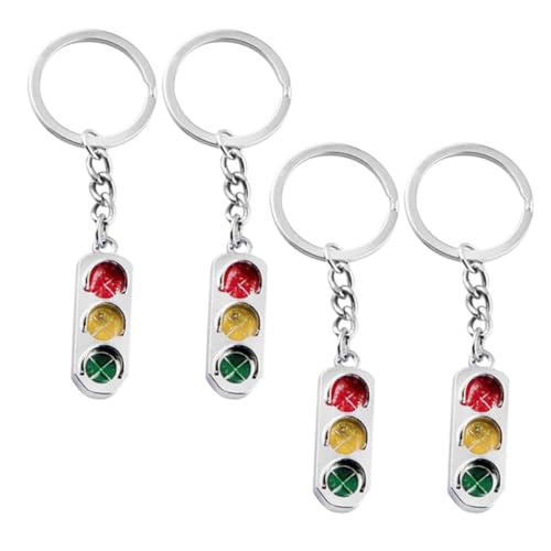 ibasenice Llavero de Metal Diseño de Semáforo 4 Piezas para Colgar Llaves, Accesorio Creativo y Funcional Luz de Señalización para Decorar Bolso o Coche