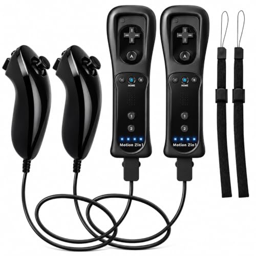 Motion Plus Wii Controllers 2Packs with Nunchucks...