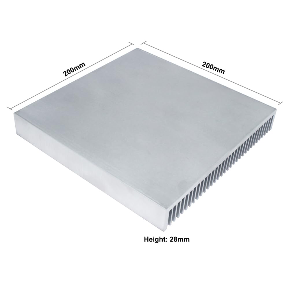 Grande dissipatore di calore in alluminio, 200 x 200 x 28 mm, per chip LED, amplificatore di potenza LCD elettronico, dissipazione del calore