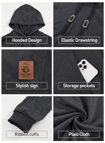 BAYAMO Mens Lightweight Hoodies Pullover Hipster Sweatshirts Long Sleeve Plain Hooded Shirt for Athletic Workout with Pocket4
