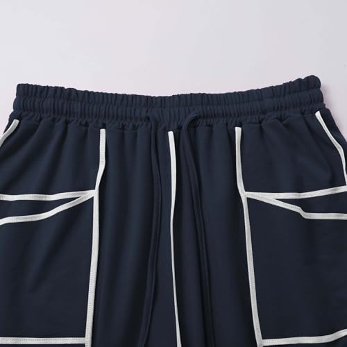 Image of Barrel Pants Women Casual Cargo Wide Leg Baggy Sweatpants Drawstring High Waisted Lounge Palazzo Pants with Pockets