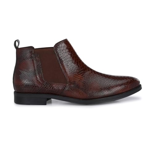 Image of San Frissco Croco Textured Textured Synthetic Upper Cushioned Footbed /Comfortable Fashionable Flexible for Men - (Brown)