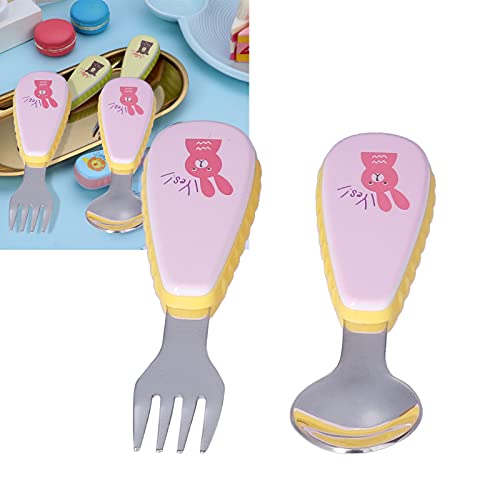 Bestekset voor kinderen, kinderbestek zonder vlekken Warmte-isolatiefunctie voor gezinnen met kinderen voor thuiskeuken(roze) - Image 4