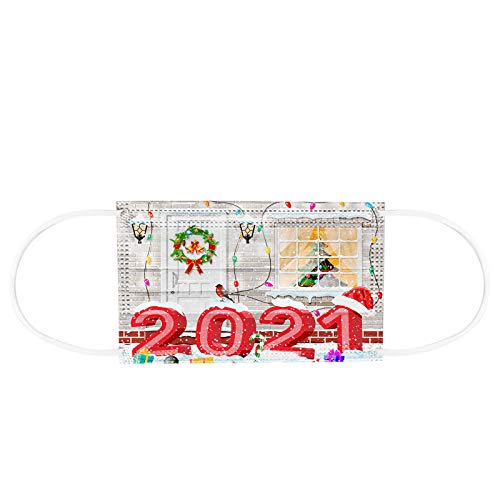 ZQP BEUU 10PCS 2021 Happy New Year Disposable Face_Covering for Adults,5-Types 3-ply Non-Woven Fabric with Elastic Earloops,Fireworks Camouflage Pattern, High Filtration and Ventilation Security - Image 3