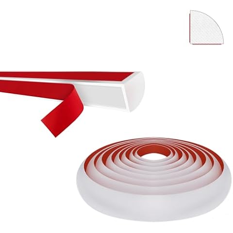 Flexible Quarter Round Molding, Silicone Rubber Peel and Stick molding Trim, Bendable molding Trim, Apply to Wall Edge Corner, Cabinet Edge, countertops. (1/2” W x 1/2” H x 118” L) Cover