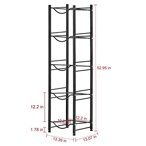 5-Tier Water Bottle Holder Cooler Jug Rack, 5 Gallon Water Bottle Storage Rack Detachable Heavy Duty Water Dispenser Accessory Water Jug Holder Stainless Steel with Black Baking Varnish
