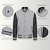 Letterman Baseball Grey Wool Black Leather Varsity Bomber Jacket #1