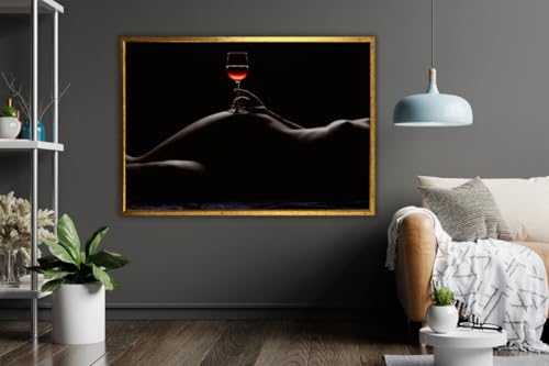 Art mural féminin femme sexy avec vin peinture sur toile de salon 30x40 cm