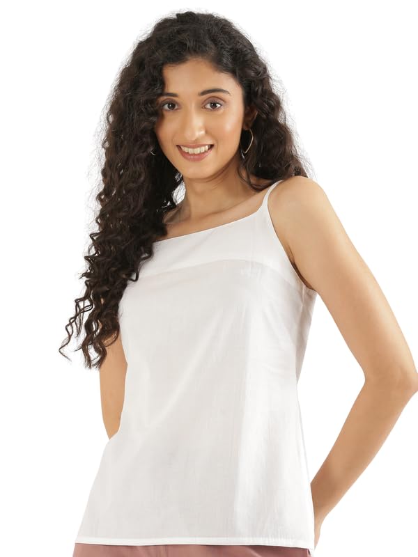 Image of SAADAA Women's 100% Cotton Camisole Top | Soft & Breathable Cambric Fabric | Adjustable Straps, Square Neckline | Comfortable All-Day Wear