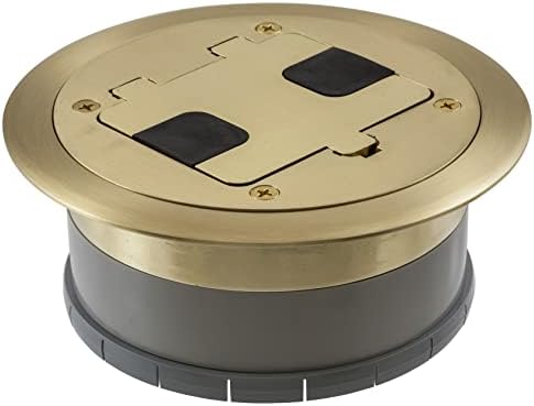 Bryant Electric RF406BP Floor Box Cover with 15A 125V Outlet Included, Brass Plate