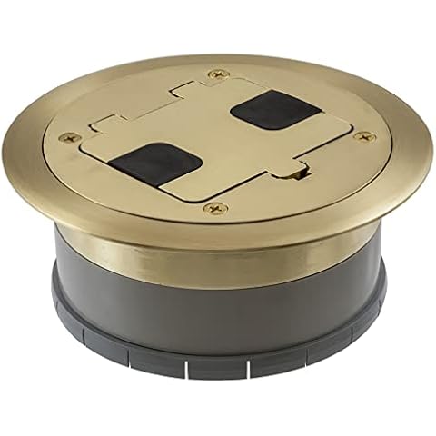 Bryant Electric RF406BP Floor Box Cover with Outlet, Brass Plate Cover