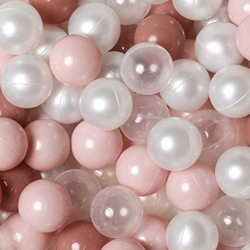 TRENDPLAY Plastic Balls for Ball Pits - Pack of 100 Hollow Balls- Safe and Exciting Playtime - Perfect for Toddler Baby Pools,Party,Festival Decoration, Cream Pink+ Pearl White