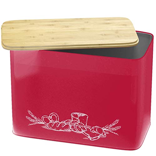 Extra Large Space Saving Vertical Bread Box With Eco Bamboo Cutting Board Lid