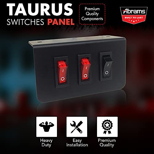 Abrams Taurus Premium 12V Switch Box Panel - (2) ON/Off Rocker Switch with LED Light & (1) Momentary Switch Plate - 15 Amp Inline Fuse - Dimensions: 3.87" L x 2.2" H x 1.57" D