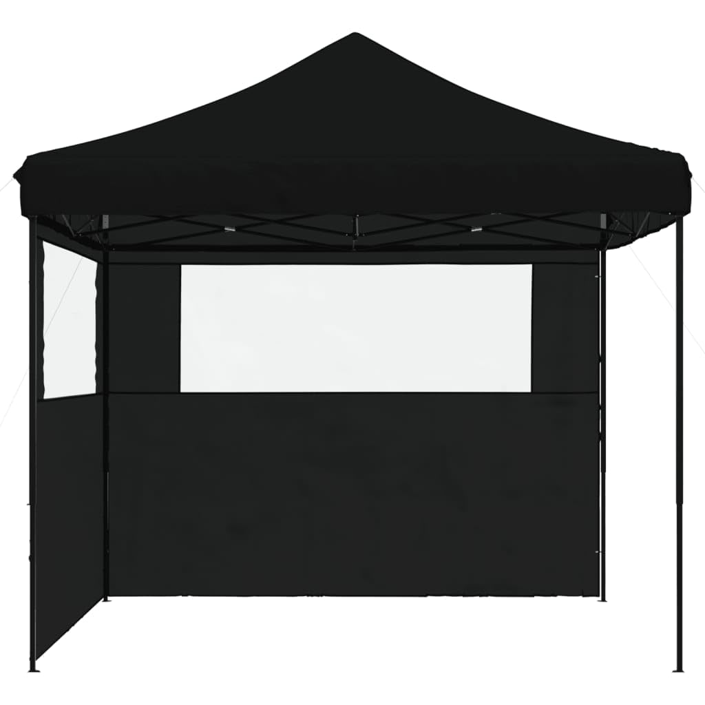 vidaXL Tienda de Fiesta Plegable Pop-Up con 2 Paredes Laterales Negra, Tienda, Tienda de jardín, cenador de Camping, toldo cenador, cenador toldo