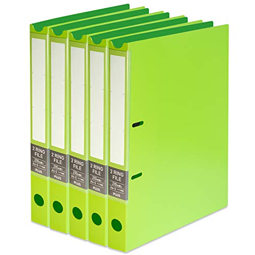 プラス 2リングファイル ワイド表紙 A4収納 グリーン FL-201RF 84-833×5