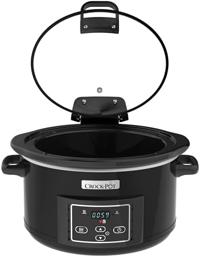 Bild 2 - Crock-Pot Digital-Schongarer Slow Cooker mit Scharnierdeckel | einstellbare Garzeit | 4,7 Liter (4-5 Personen) | Schwarz (Rostfreies Metall) [CSC052X]