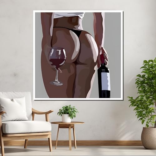 Photo sur toile d'un amateur de vin, œuvre d'art minimaliste et sexy, 45x45 cm sans cadre - 2