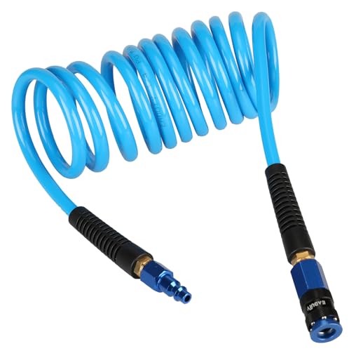 1/4" X 50 Ft PU Air Compressor Hose Kit - Industrial Fittings, Bend Restrictors, 300 PSI, All-Weather Flexible Hose - View #3