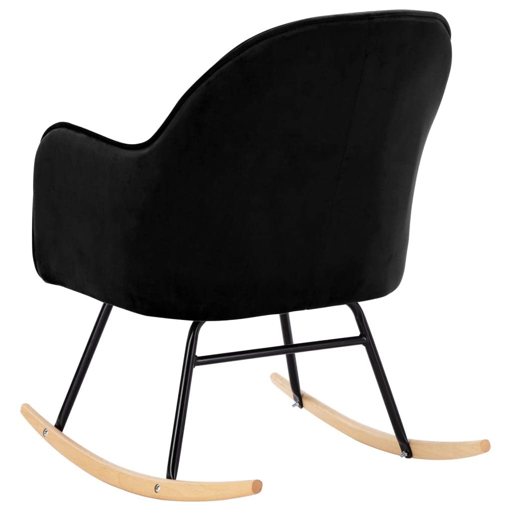 Silla mecedora negra de terciopelo, mecedora de interior, sillón balancín rocking sofa apto para salón, dormitorio, balcón