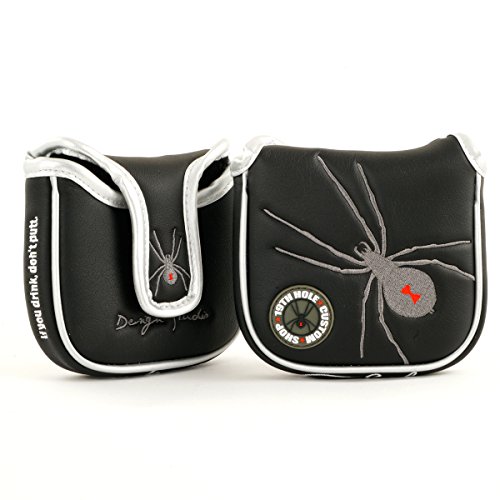 19th Hole Custom Shop Spider High-MOI Mallet Putter Headcover, Heel Shaft, Black, Golf
