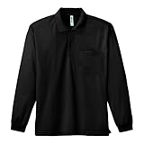 [グリマー] メッシュ素材 長袖 ドライ ポロシャツ (胸ポケット付き) ブラック L