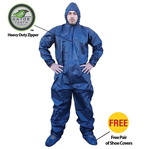 ShuBee® HydroShield™ Heavy-Duty Waterproof Hooded Coverall Gator Tooth Zipper Protection from Dry Particulates & Liquid Splash - Thumbnail 2