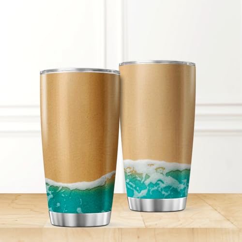 50% de descuento en taza de acero inoxidable con diseño de playa