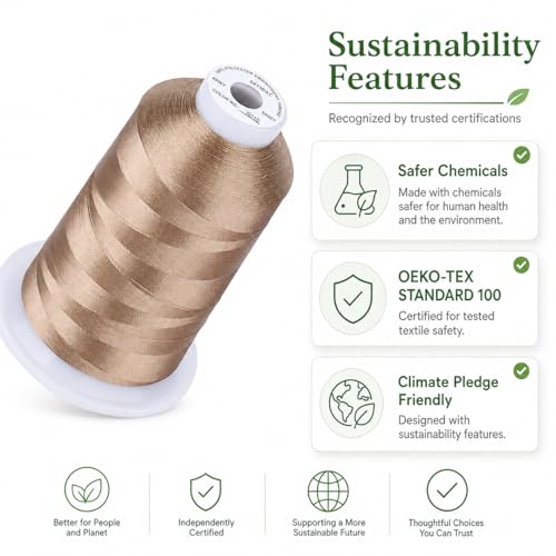 Image of Simthread Embroidery Machine Thread 5000M 40WT Polyester, Soft Beige S010 | 5000M 40WT polyester thread feeds smoothly for home or commercial embroidery projects.