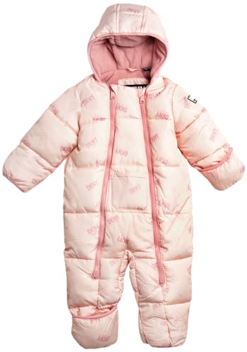 Image of DKNY Baby Girls Snowsuit - Soft Fleece Lined Hooded Winter Pram Baby Snowsuit Outerwear for Newborns & Infants (Sizes 3-9M)