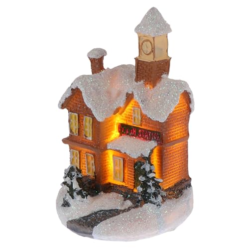 Garneck 1Pc Luminous Christmas House Decor Resin Festival Adornment for Home Bar Party Creates Festive Atmosphere with Fine Workmanship Stable Flat Bottom Design Unique Xmas Scene