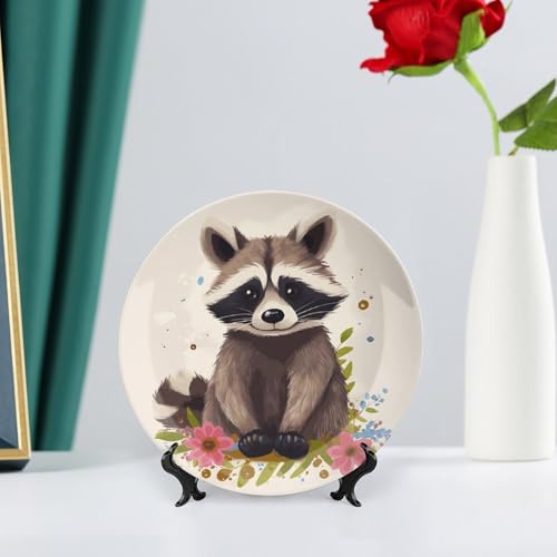 Plato decorativo de porcelana Bone China Raccoon 7 pulgadas miniatura 6