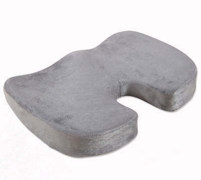 JUWENIN Cojín ortopédico cómodo de espuma viscoelástica para coxis para silla de escritorio de oficina, asientos de automóvil, asientos deportivos de estadio (estándar, gris)