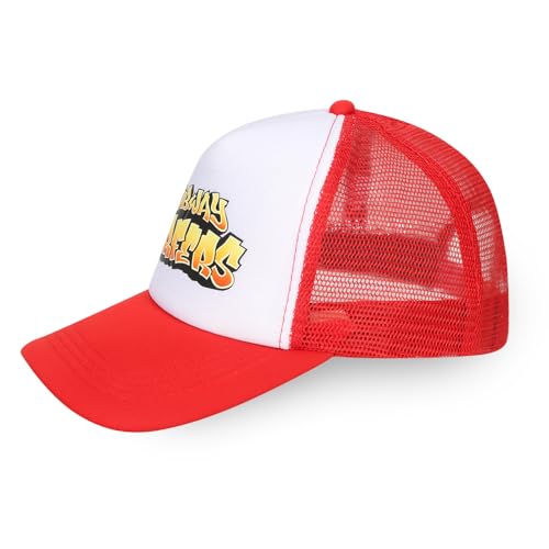SockFrenzy Red and White Baseball Caps Summer Breathable Mesh Snapback Unisex Running Trucker Hat