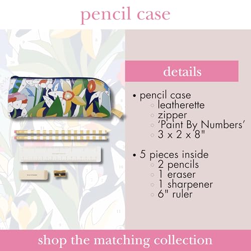 Image of kate spade new york Pen and Pencil Case with Office Supplies, Zip Pouch Includes 2 Pencils, Sharpener, Eraser, and Ruler, Paint by Numbers