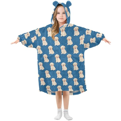JHKKU Labrador Dog Wearable Blankets for Kids Super Soft Warm Cozy Oversized Blanket Hoodie for Boys Girls Teens with Pocket, S