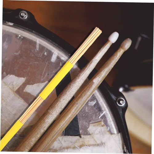 YARNOW 1 Par Baquetas de Madera para Batería, Cepillos para Jazz y Música Folk, Empuñadura Cómoda, Superficie Lisa, Color Amarillo miniatura 4