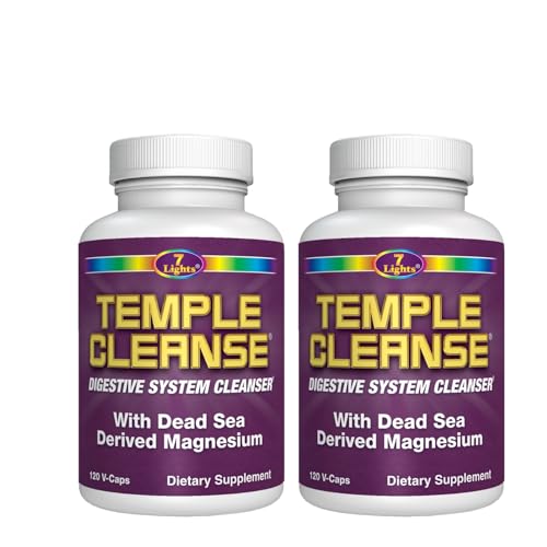 Temple Cleanse 120 Count |2-Pack |240 Capsules Total, Oxygen & Dead Sea Magnesium Colon Cleanse Detox, Fast-Acting Constipation Relief, No Gas/Bloating, Vegan Gluten-Free Digestive Cleanse, Gentle