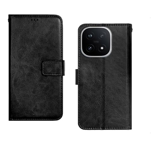 Image of amazon basics iQOO 15 5G Flip Cover | Card Pockets Wallet & Stand | Flip Cover for iQOO 15 5G (Black)