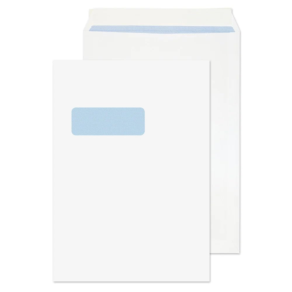 Indigo® C4 White Window Envelopes – Peel & Seal, 100gsm Premium Quality, 324x229mm A4 Size – Strong Eco-Friendly Mailing Envelopes for Home, Office & E-Commerce Postage – Pack of 250