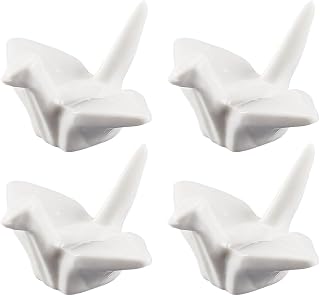CRASPIRE 4pcs Ceramic Chopstick Stands White Chopsticks Rests Paper Crane Chopstick Holder Calligraphy Rest Utensil Cutlery Stand for Wedding Dining Table Decor Spoon Tableware