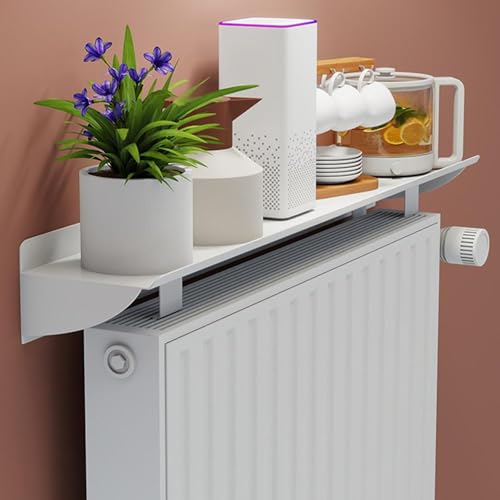 Balda Radiador, Estante Radiador de Aleación de Aluminio, Cubreradiador Flotante Blanca con Soporte, 15 Cm de Profundidad, Maximiza El Espacio en El Hogar y la Oficina(100*15*7cm/39*6*3in)