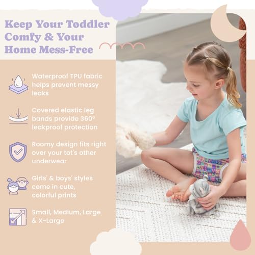 Waterproof Plastic Underwear for Potty Training, 6-Pack - Super-Soft Cloth Diaper Covers with Ultra-Thin TPU Inner Layer to Prevent Leaks - Reusable - Multicolor Prints2