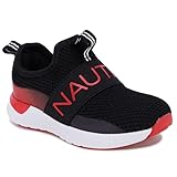 Nautica Kids Boys Slip-On Sneakers: Stylish and Comfortable Athletic Shoes for Boys and Girls in Toddler and Little Kid Sizes-Tuva Tod-Black Red-5