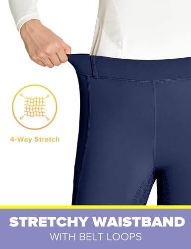 Fitst4 Sports Women'S Full Seat Riding Tights With Zipper Pockets Horseback Riding Pants Equestrian Breeches For Women Blue M thumb #3