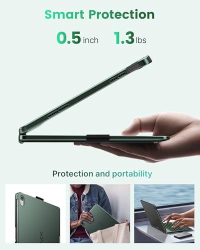 Image of typecase Flexbook Trackpad-Free Keyboard Case for iPad A16 11th /10th Gen | 360 Rotating, 11-Color Backlit Keys, Pencil Holder; Fits iPad A16 11″ (2025) & 10th Gen 10.9″ (2022), Midnight Green