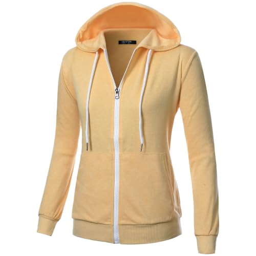 Image of GIVON Womens Casual Zip Up Hoodie Cotton Blend Soft Fabric Basic Layering Hooded Jacket with Kangaroo Pocket