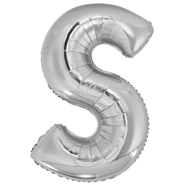 Amscan 9909568 9909568-Argento Lettera S SuperShape Foil Balloon-44, Argento